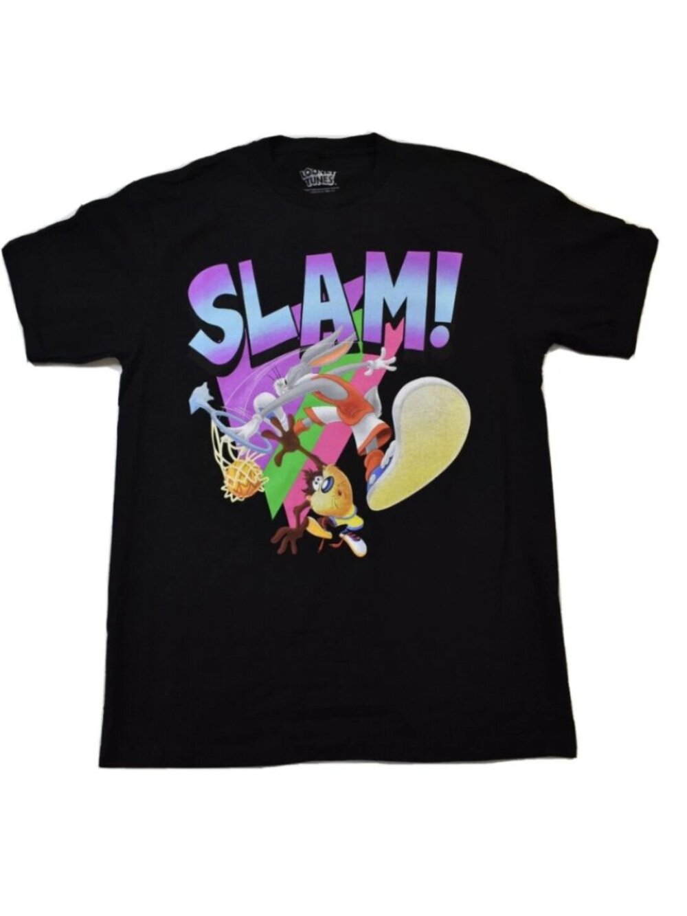Looney Tunes Mens Slam! Bugs Bunny Dunking Basketball Over Taz Shirt New Small